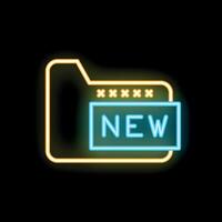Neon icon of computer folder with new content notification vector