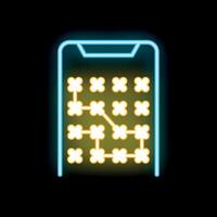 Neon icon of smartphone showing pattern for unlocking touch screen vector