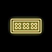 Neon sign is glowing with three x marks inside vector
