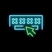 Neon password field with mouse cursor clicking on it vector