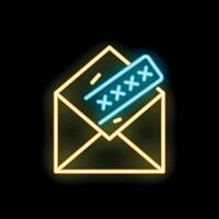 Neon envelope containing password protected document for email security concept vector