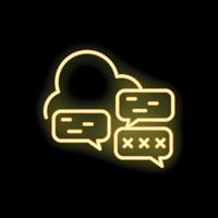 Neon cloud computing chatting with password protection icon on black background vector