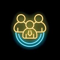 Neon icon of business team working together in office vector