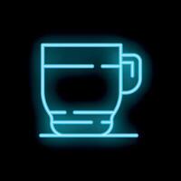 Neon blue cup glowing on black background vector