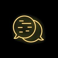 Neon icon representing two speech bubbles communicating vector