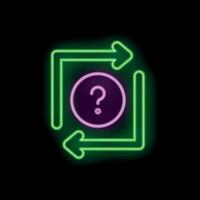 Neon question mark symbol repeating inside arrows cycle vector