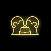 Neon icon of two heads exchanging a message on dark background vector