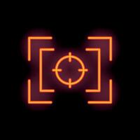 Neon target icon glowing on dark background vector