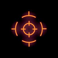 Neon sign representing a crosshair on a black background vector