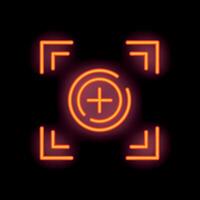 Neon sign focus pointing targeting symbol icon vector