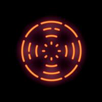 Red and orange neon light forming a circular shape on black background vector