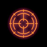 Neon target sign glowing on a black background vector