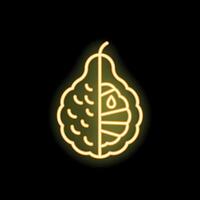 Neon sign of a bergamot fruit showing its internal structure vector