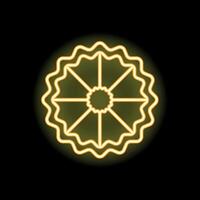 Yellow neon icon of abstract geometric shape glowing on black background vector