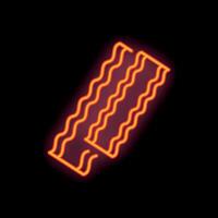 Glowing neon sign depicting two slices of bacon on black background vector