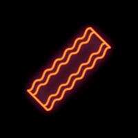 Glowing neon icon of bacon strip on black background vector