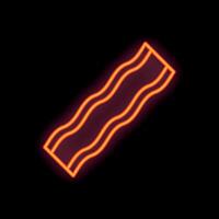 Neon sign depicting a slice of bacon glowing on black background vector