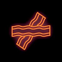 Two slices of bacon neon sign on black background vector