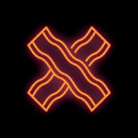 Neon sign showing two pieces of bacon forming a cross vector