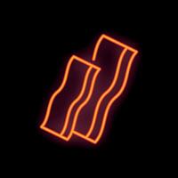 Neon sign illuminating two slices of delicious crispy bacon vector