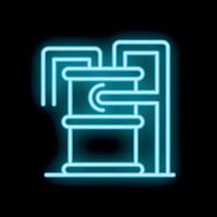 Neon blue icon of an oil barrel being filled representing fossil fuels vector