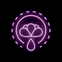 Neon sign of breastfeeding with breast and drop of milk in circle with dotted lines on black background vector