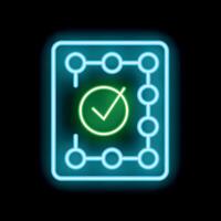 Neon icon of algorithm showing validating process vector