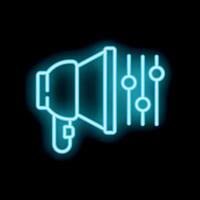 Neon icon of megaphone with volume adjusting representing marketing campaign settings vector
