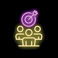 Neon sign of a business team achieving a common objective vector