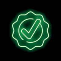 Green neon approved sign showing validation on black background vector
