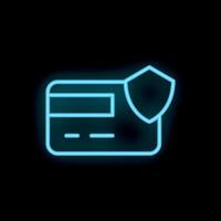 Neon style icon showing credit card being protected vector