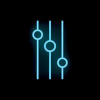 Neon icon of vertical equalizer adjusting knobs vector