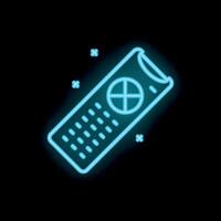 Neon icon of remote control glowing on dark background vector