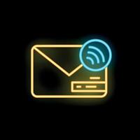Neon icon of email envelope showing wireless connection vector
