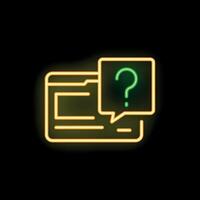 Neon green question mark in speech bubble over website icon on black background vector