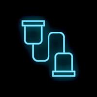 Neon blue wire connecting two points on black background vector