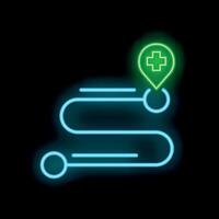 Neon route with a destination point showing the way forward vector