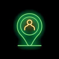 Neon green icon of location pin pointing person vector