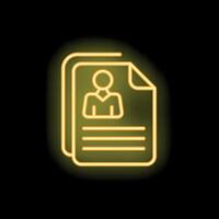 Neon icon of resume representing job application process vector