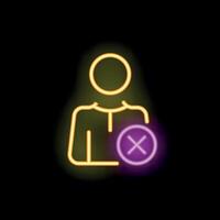 Neon sign showing a person with a cross mark beside it vector