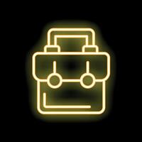 Yellow neon icon of a toolbox on black background vector