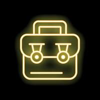 Yellow neon icon of a toolbox on black background vector
