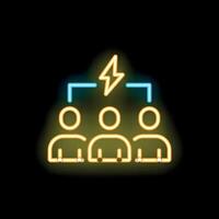 Neon icon of team sharing ideas with brainstorming session vector