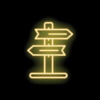 Glowing neon sign of a direction sign with empty arrows is showing multiple paths vector