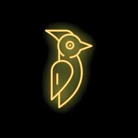 Neon icon of woodpecker bird shining on dark background vector