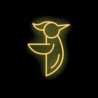 Glowing neon line woodpecker bird pecking tree trunk icon isolated on black background. illustration vector