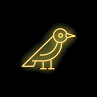 Neon style icon of bird standing with open beak on black background vector