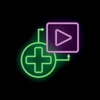Neon style icon showing healthcare streaming platform vector