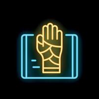 Neon icon of a hand x ray glowing on a black background vector
