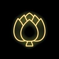 Neon icon of artichoke shining on dark background vector